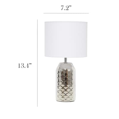 Simple Designs Whimsical Wave 13.4" LED Table Lamp, Chrome Base/White Shade (LT2123-CHR)