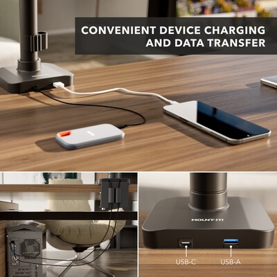 Mount-It! ProFlex Adjustable Heavy-Duty Monitor Mount with Pole & Gas Spring Arm, Fits 17"- 49" Ultrawide Monitors, Matte Black