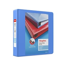 Staples® Heavy Duty 2 3 Ring View Binder with D-Rings, Periwinkle (ST56291-CC)
