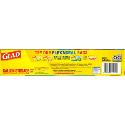 Glad Zipper Food Storage Bags, Gallon, 20 Bags/Box (55050)