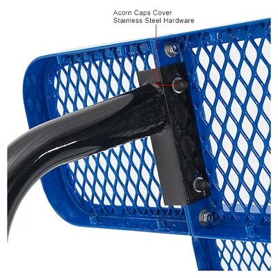 Global Industrial 8' Outdoor Steel Flat Bench, Perforated Metal, Blue (262076BL)