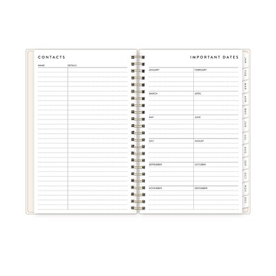 2026 Blue Sky Bespoke Letterpress Cream Hearts 5" x 8" Calendar Year Weekly & Monthly Planner, Plastic Cover (156228)