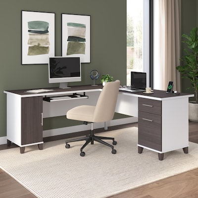 Bush Home Somerset 72 W L Shaped Office Desk with Storage, Storm Gray (WC81010K)