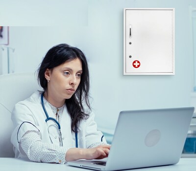 Viva Comfort Steel Locking Surface-Mount Medicine Medical Cabinet with Pocket, 1.1 cu. ft., White (ADI999-06-WHI-MK)