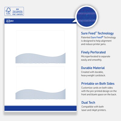 Avery Floral Design Matte Blank Card, White, 120/Pack (S00-EVJ)