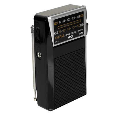 QFX Wireless Portable & Rechargeable AM/FM Radio with Headphone Output, Black (R-34)