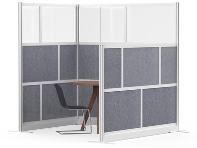 Luxor Modular Room Divider Starter Wall, 48"H x 53"W, Gray PET/Frosted Acrylic (MW-5348-FCG)