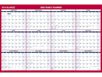 2025 AT-A-GLANCE 36 x 24 Yearly Wall Calendar, Reversible, White/Red (PM212-28-25)