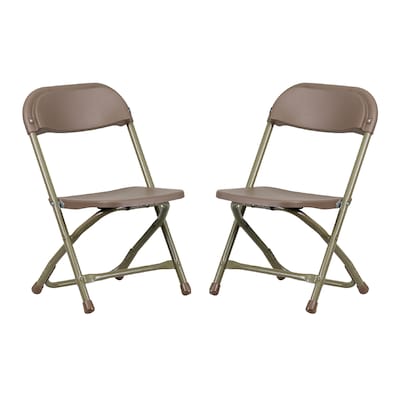 Flash Furniture Plastic Kids Folding Chair, Brown, 2 Pieces (2YKIDBN)