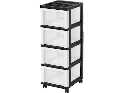 IRIS USA 7-Drawer Storage Cart with Organizer Top, Black 