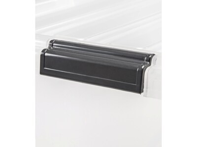 Iris Stackable Plastic Storage Box, 13" x 33.5" x 17.8", 91 Qt., Clear, 4/Pack (100201)