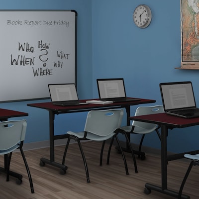 Regency Kobe 60 Flip Top Mobile Training Table- Mahogany & 2 M Stack Chairs- Grey