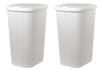 Hefty Touch Top Trash Can, White, 13 Gallon, 2/Pack (2166HFTCOM000)
