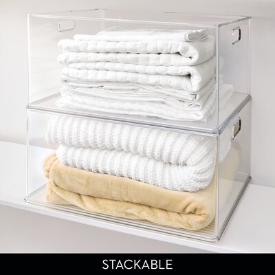 Plastic Storage Bins with Handles for Household Storage and Organization - Ideal for Kitchen, Bathroom, or Home Office