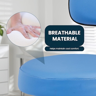 Viva Comfort Armless Vinyl Medical and Lab Stool with Lumbar Support, Blue (ADI910-03-BLU-MK)