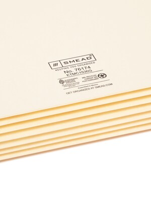Smead Recycled Reinforced File Pocket, 5" Expansion, Legal Size, Manila, 10/Box (76174)