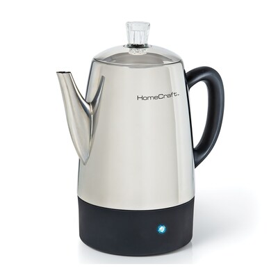 HomeCraft HCPC10SS 10-Cups Stainless Steel Coffee Percolator, Silver/Black