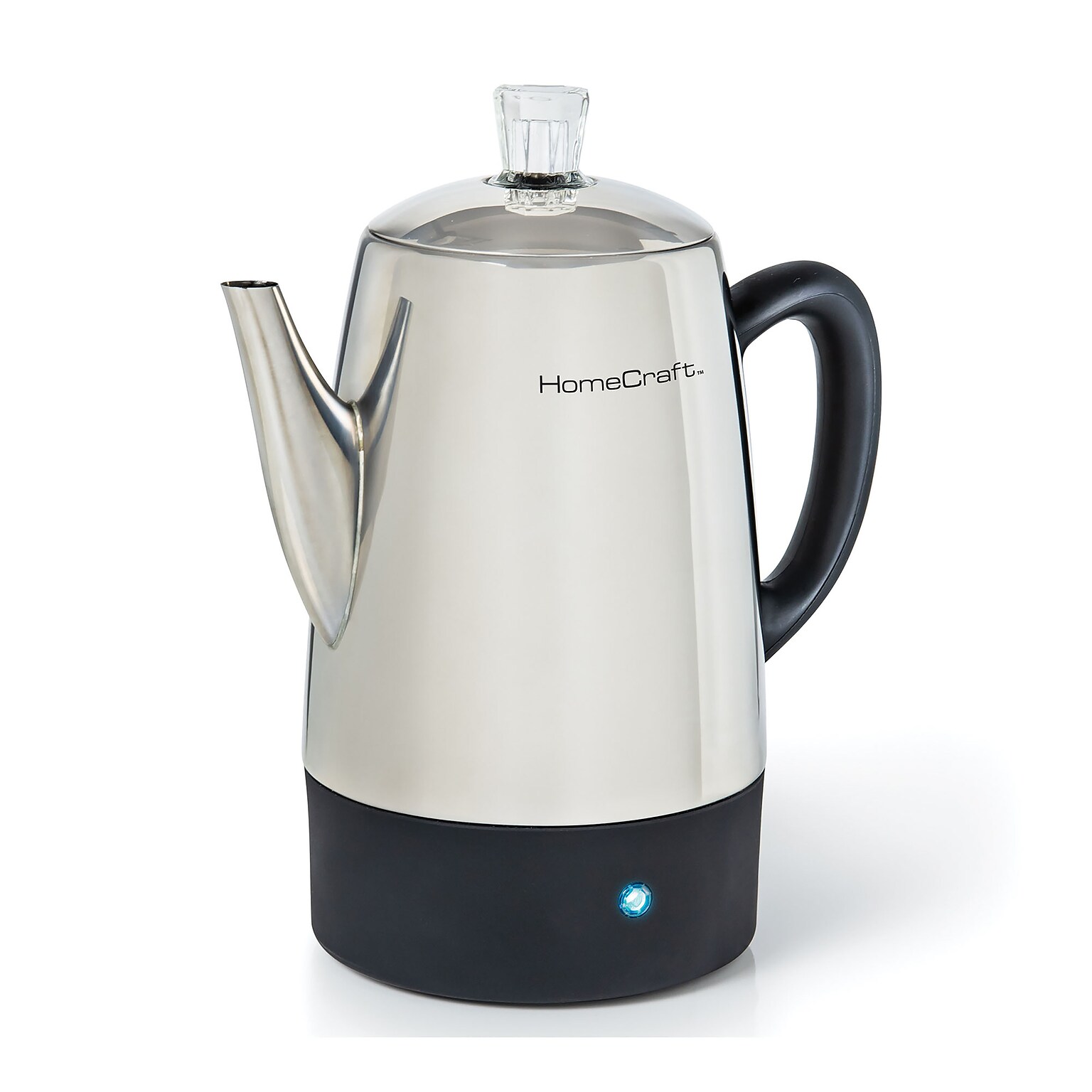 HomeCraft HCPC10SS 10-Cups Stainless Steel Coffee Percolator, Silver/Black