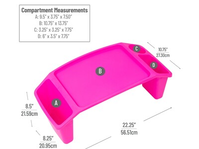 Mind Reader Sprout Collection 22.25" x 10.75" Plastic Kids' Lap Desk, Pink (KIDLAP-PNK)