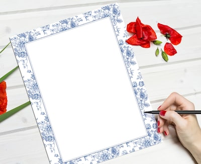 Great Papers Blue Toile Floral Everyday Letterhead, Multicolored, 50 Sheets/Pack (2025010)