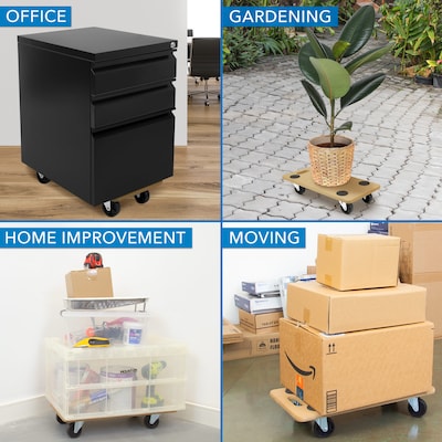 Mount-It! Small Platform Mover Dolly, Holds Up to 220 lbs., Light Brown (MI-925)