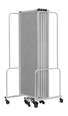 National Public Seating Robo Series 9-Panel Folding Mobile Room Divider, 72"H x 210"W, Grey Fabric (RDG6-9PT02)