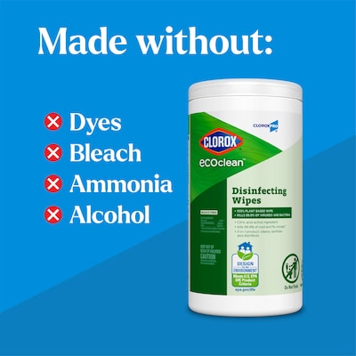 Clorox EcoClean Disinfecting Wipes, 75 Wipes/Container (60605)