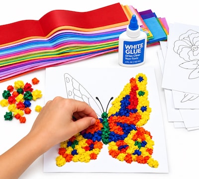 S&S Tissue Paper Collage Craft Kit, 12/Pack (GP1200)
