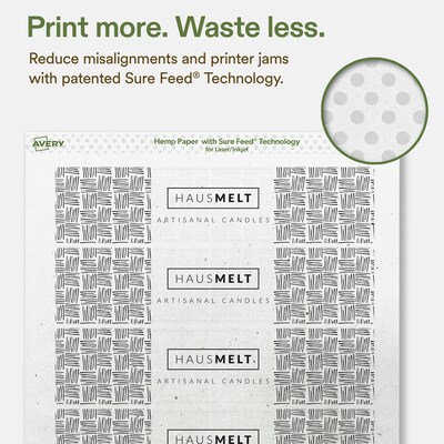 Avery Hemp Rectangle Laser/Inkjet Multipurpose Labels, 1-3/4" x 7-3/4", Off-White (200/Box)