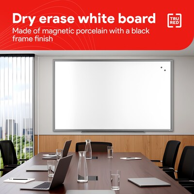 TRU RED™ Magnetic Porcelain Dry Erase Board, Gunmetal Frame, 5' x 3' (TR61186)