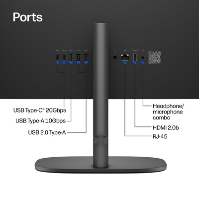 HP OmniStudio 23.8" All-in-One Desktop PC, Intel Core 5 120U, Intel Graphics, 8GB RAM, 512GB SSD, Windows 11 Home (D9EK4AA#ABA)