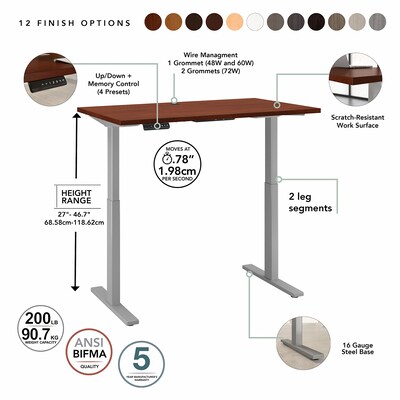 Bush Business Furniture Move 60 Series 60"W Electric Height Adjustable Standing Desk, Hansen Cherry (M6S6030HCSK)