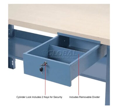 Global Industrial Complete Industrial Workbench, 60"W x 30"D, Plastic Laminate Square Edge, Blue (606929)