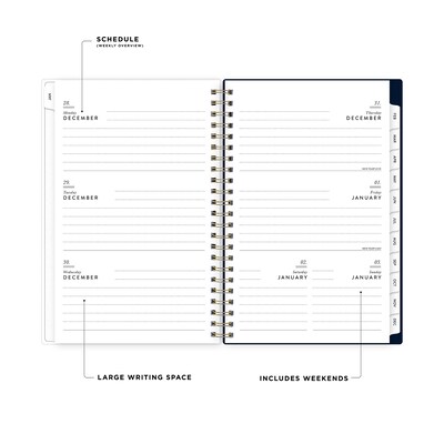 2027 Blue Sky Bespoke Letterpress Cranes and Flowers 5" x 8" Calendar Year Weekly & Monthly Standard Planner, Plastic Cover