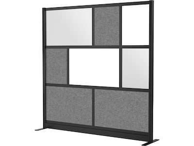 Luxor Workflow Series 8-Panel Freestanding Room Divider System Starter Wall with Whiteboard, 70H x