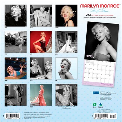 2026 Plato Marilyn Monroe 12 x 12 Monthly Wall Calendar (9798330701391)