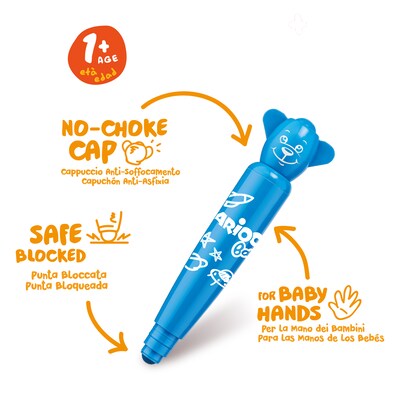 CARIOCA Baby Washable Kids Markers, Rounded Nib, Assorted Colors, 6/Set (CRA42815)