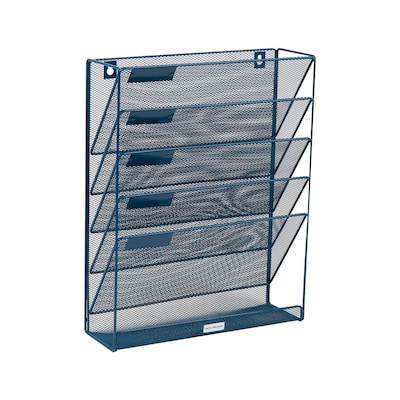 Mind Reader 5-Pocket Metal Mesh Mountable Wall File, Letter Size, Turquoise (MAGSTACK-TUR)