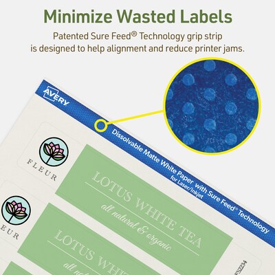 Avery Dissolvable Rectangle Multipurpose Labels, 1.5" x 7.5", Off-white, 50/Pack (94231)