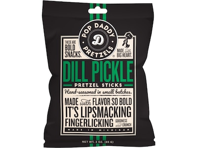 Pop Daddy Dill Pickle Pretzels Sticks, 3 oz., 15 Bags/Box (OPD00561)