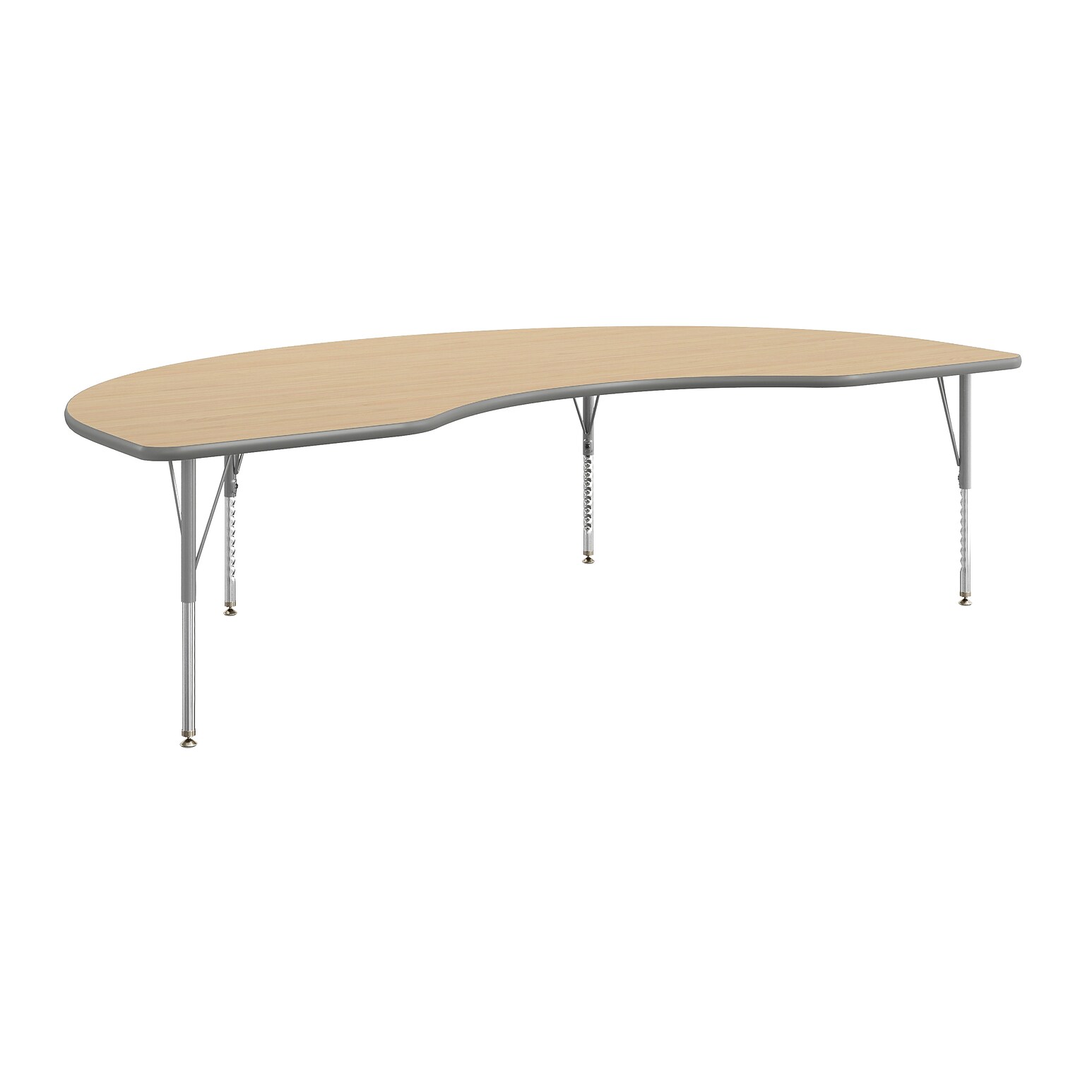 Flash Furniture Wren Kidney Activity Table, 96 x 48, Height Adjustable, Light Natural Top/Silver Frame (XUA4896KDLNTP)