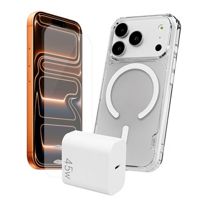 TUFF8 3-Piece Basic Protection Starter Bundle for iPhone 18 Pro, Clear/White (BND45WIP1803)