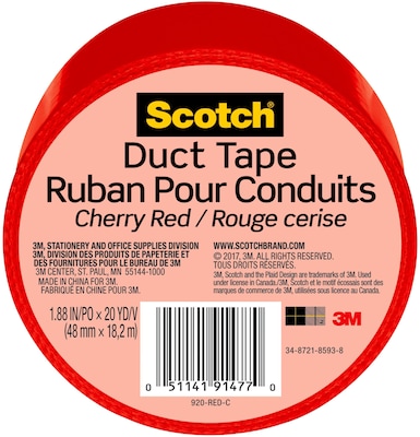 Scotch Duct Tape, 1.88 x 20 yds., Red (920-RED-C)