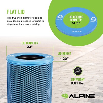 Alpine Industries 4460 Steel Mesh Recycling Bin, 36 Gallon, Blue (ALP4460-01-C)