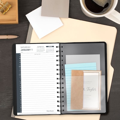 2027 AT-A-GLANCE My Day 5" x 8" Daily Appointment Book, Faux Leather Cover Black (70-207-05-27)