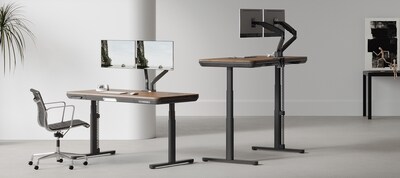 ErgoAV 57W Electric Rectangular Adjustable Glass Standing Desk, Galaxy Glass (ERDS1-01G)