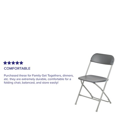 Flash Furniture Plastic Folding Chair, Grey, Set of 6 (6LEL3GREY)
