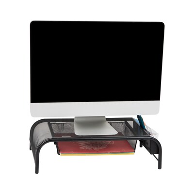 Mind Reader Monitor Stand with Paper Tray, Metal, Black (MESHMONSTA-BLK)