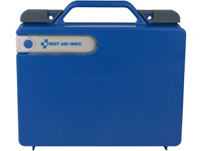 First Aid Only Plastic First Aid Kit with Magnetic Flashlight, 50 People, 322 Pieces, Clear/Blue (91414)