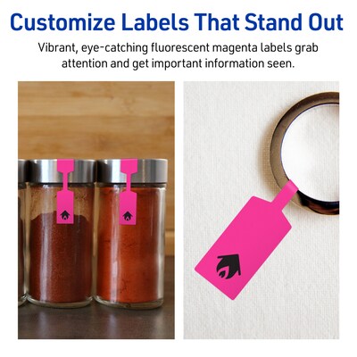 Avery Laser/Inkjet Barbell Multipurpose Labels, 0.5" x 2.5", Neon Magenta, 450/Pack (94749)